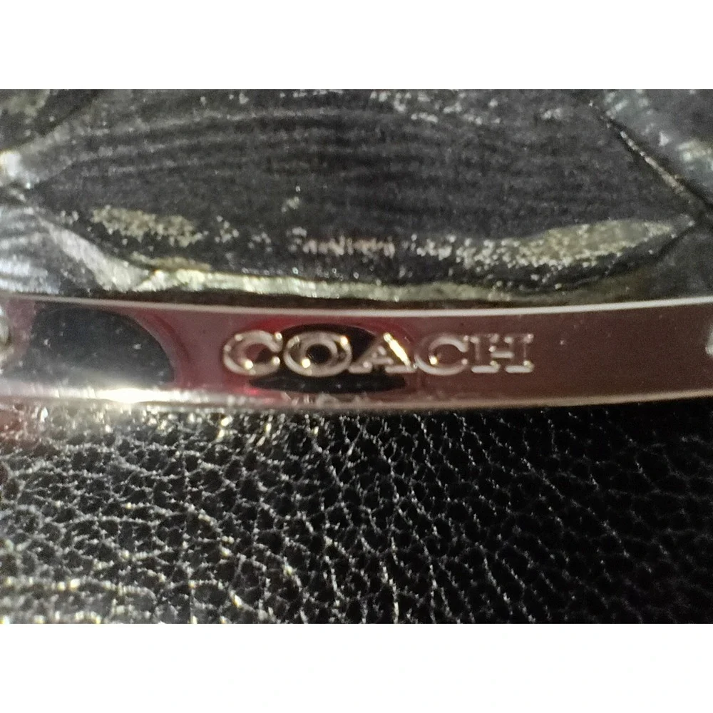 COACH Madison Glitter Python Embossed Black Leather Envelope Wallet - EUC